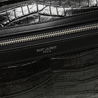 YSL City Backpack 38 Black in Crocodile-patterned Cowhide 285765