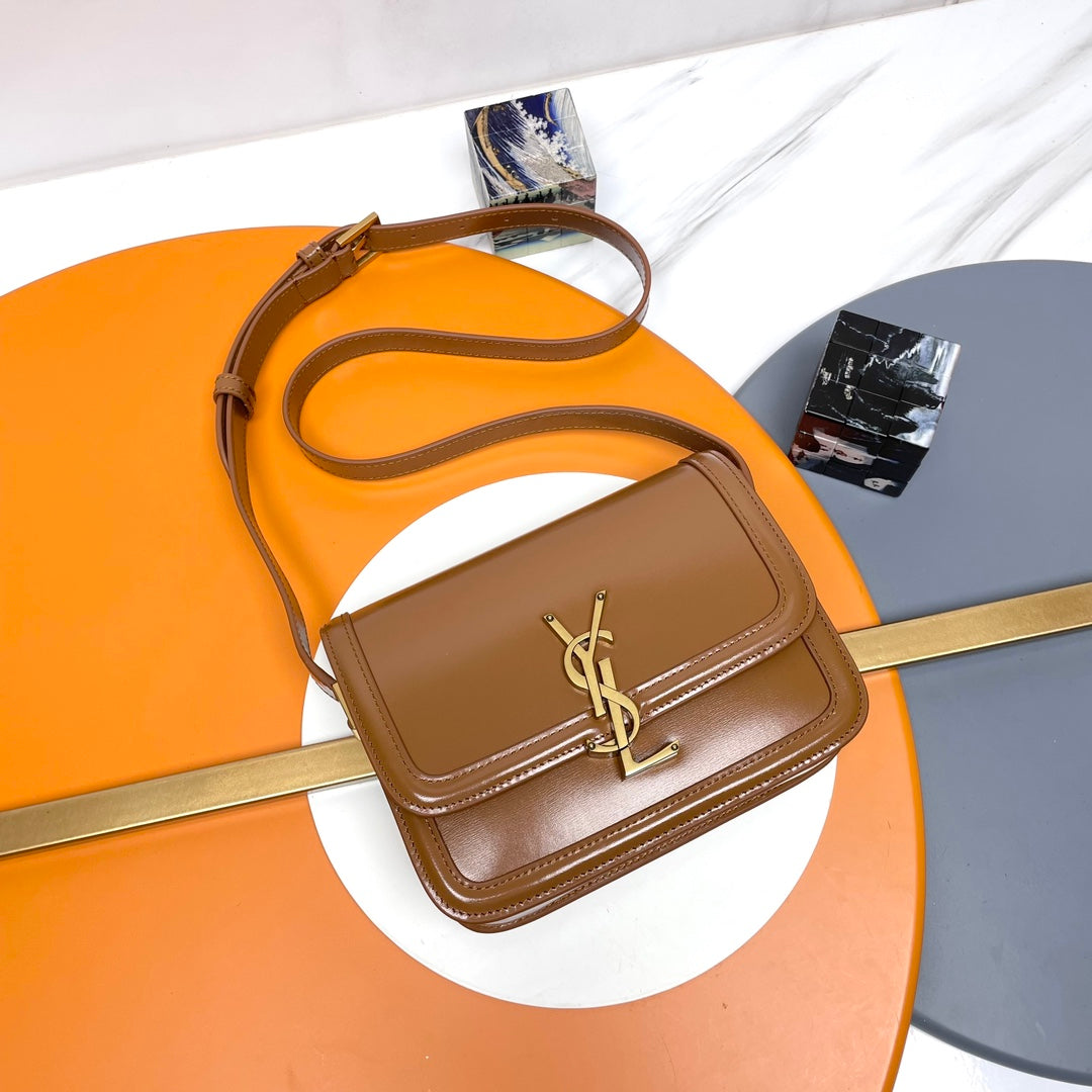 YSL Solferino Mini Satchel Bag Tan Brown Calfskin 285612