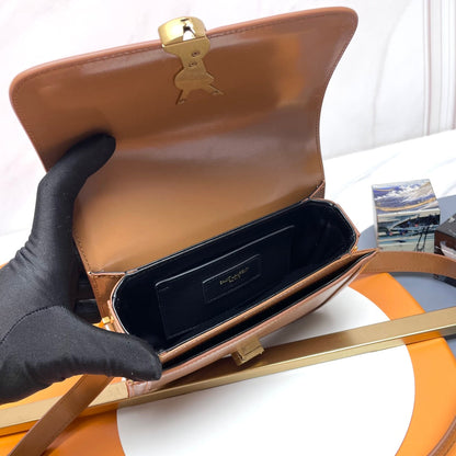 YSL Solferino Mini Satchel Bag Tan Brown Calfskin 285612