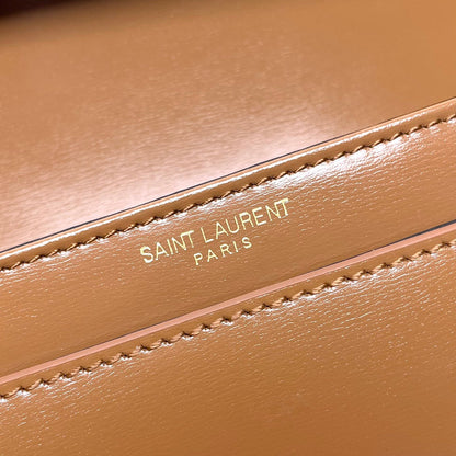 YSL Solferino Mini Satchel Bag Tan Brown Calfskin 285612