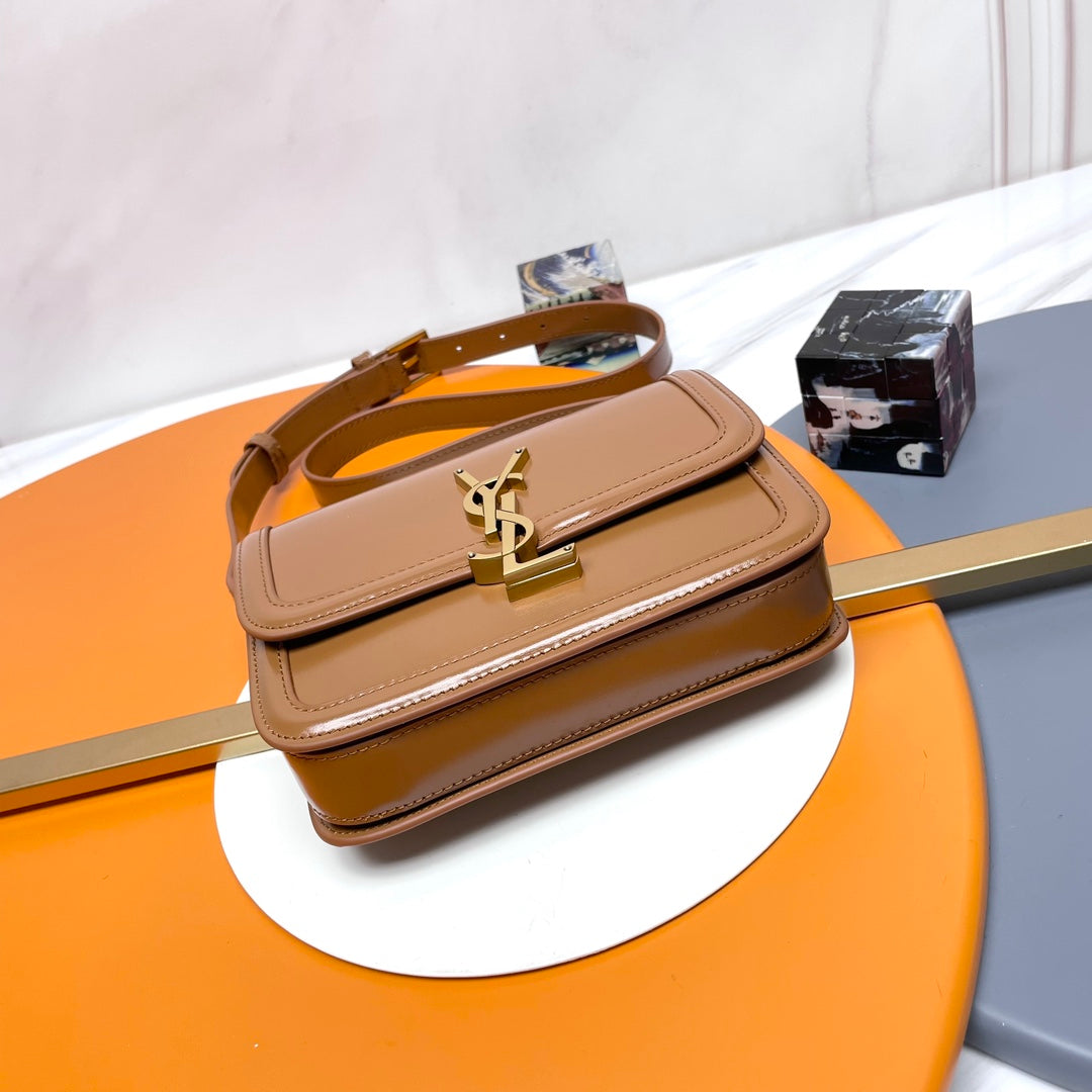 YSL Solferino Mini Satchel Bag Tan Brown Calfskin 285612