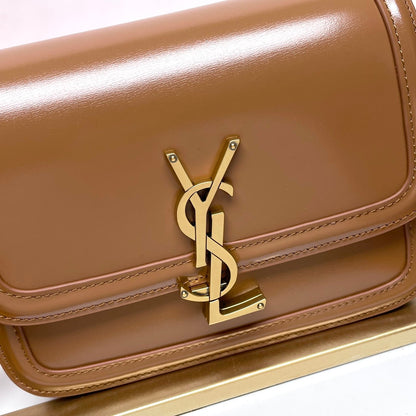 YSL Solferino Mini Satchel Bag Tan Brown Calfskin 285612