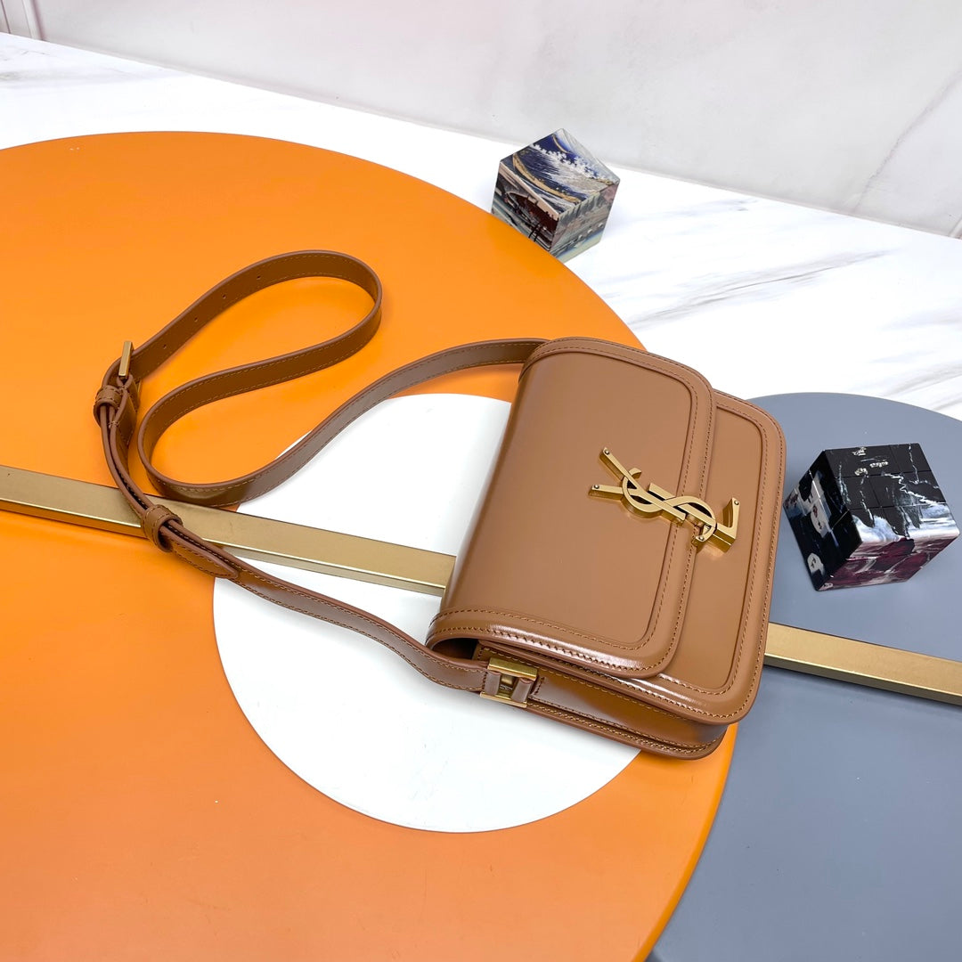 YSL Solferino Mini Satchel Bag Tan Brown Calfskin 285612