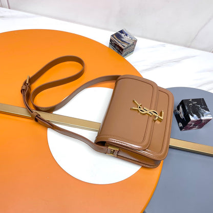 YSL Solferino Mini Satchel Bag Tan Brown Calfskin 285612