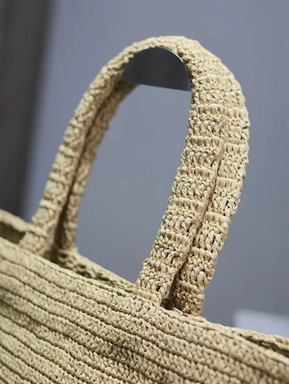 YSL TOTE BAG 50CM BEIGE RAFFIA