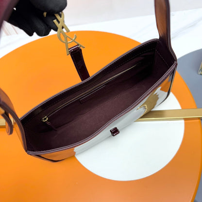 YSL 5 𝐀̀ 7 Bag 24cm Burgundy Patent Leather 285567