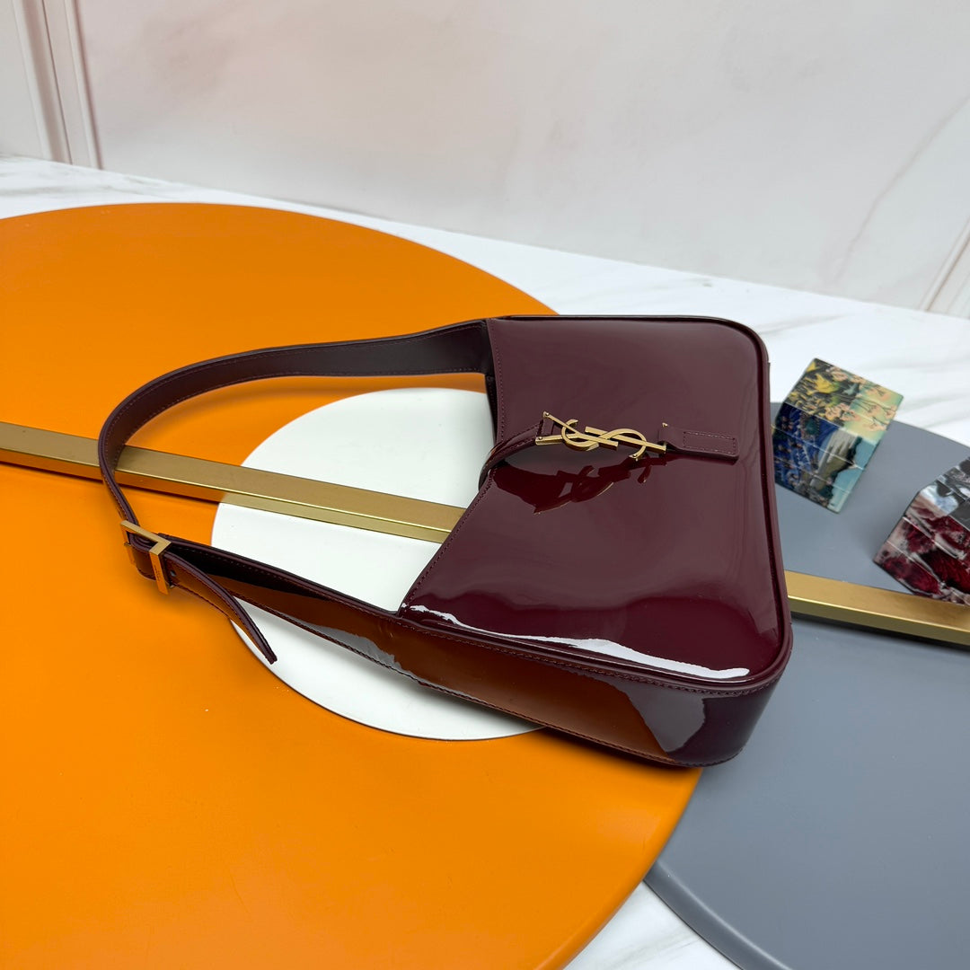 YSL 5 𝐀̀ 7 Bag 24cm Burgundy Patent Leather 285567