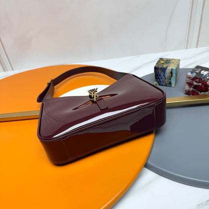 YSL 5 𝐀̀ 7 Bag 24cm Burgundy Patent Leather 285567