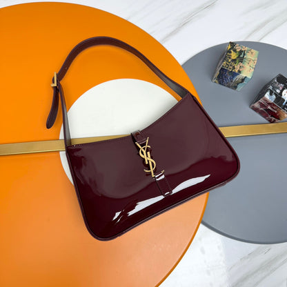 YSL 5 𝐀̀ 7 Bag 24cm Burgundy Patent Leather 285567
