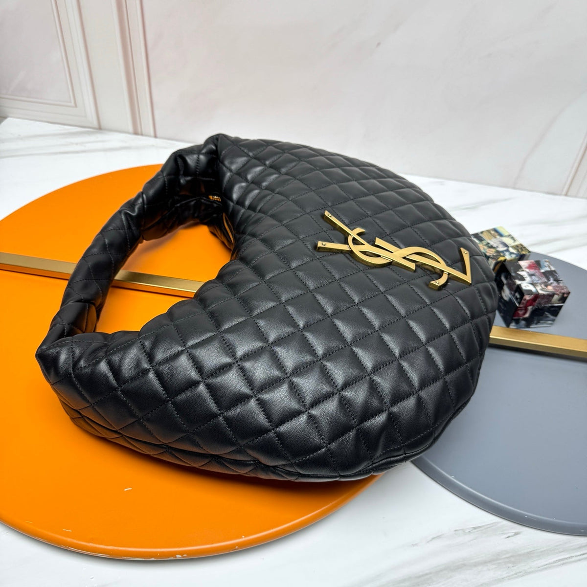 YSL Icarino Large Shoulder Bag Black Quited Leather 286001