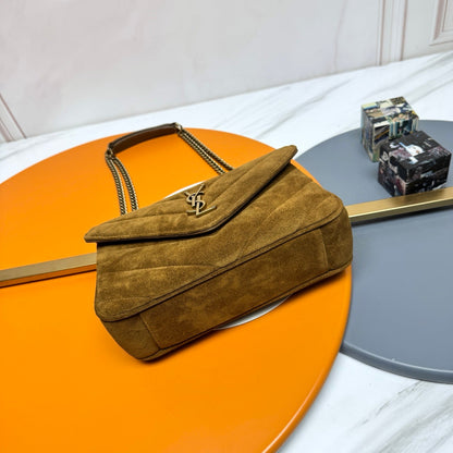 YSL Loulou Small Bag 24cm Coffee Brown Suede 285669
