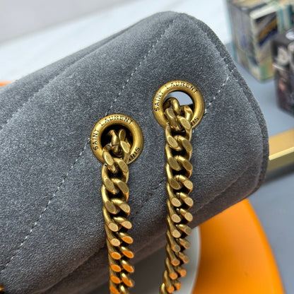 YSL Loulou Small Bag 24cm Grey Suede 285671