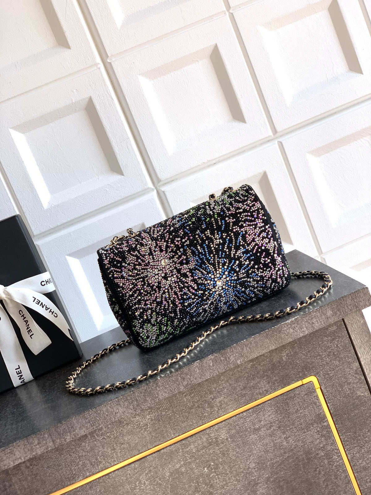 Chanel 2026 Evening Bag 20cm Black Mix Colors Strass Leather