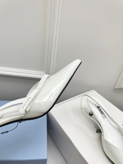 Prada 26s Slingback White Patent Leather 726981