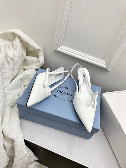 Prada 26s Slingback White Patent Leather 726981