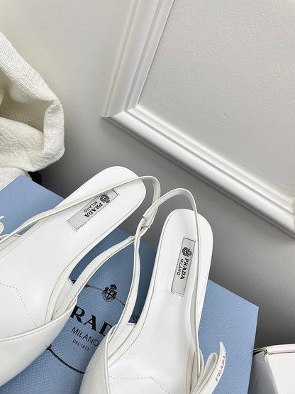 Prada 26s Slingback White Patent Leather 726981