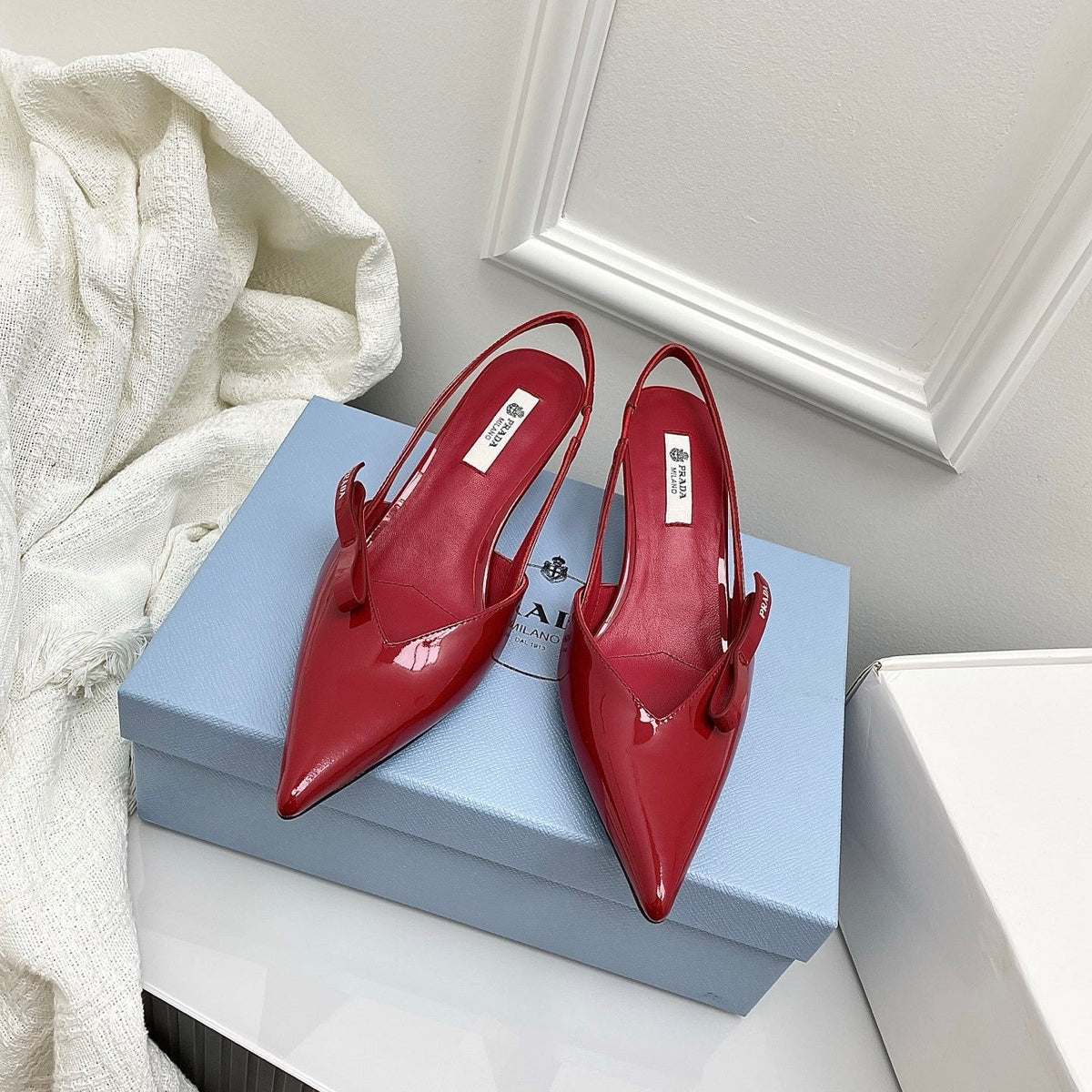 Prada 26s Slingback Burgundy Patent Leather 726982