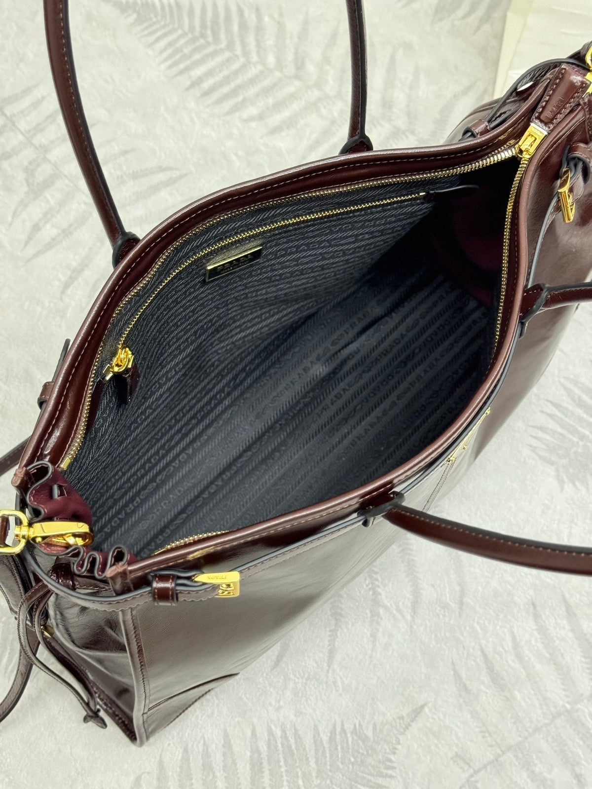 Prada Bonnie Extra-Large 42cm Dark Burdundy Calfskin