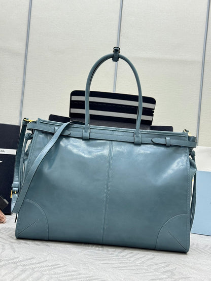 Prada Bonnie Extra-Large 42cm Blue Gray Calfskin