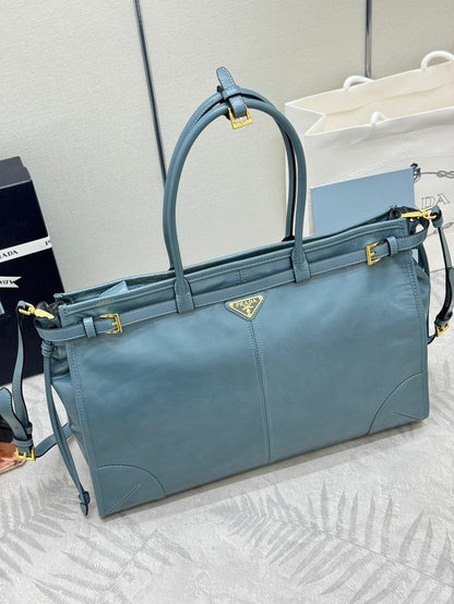 Prada Bonnie Extra-Large 42cm Blue Gray Calfskin
