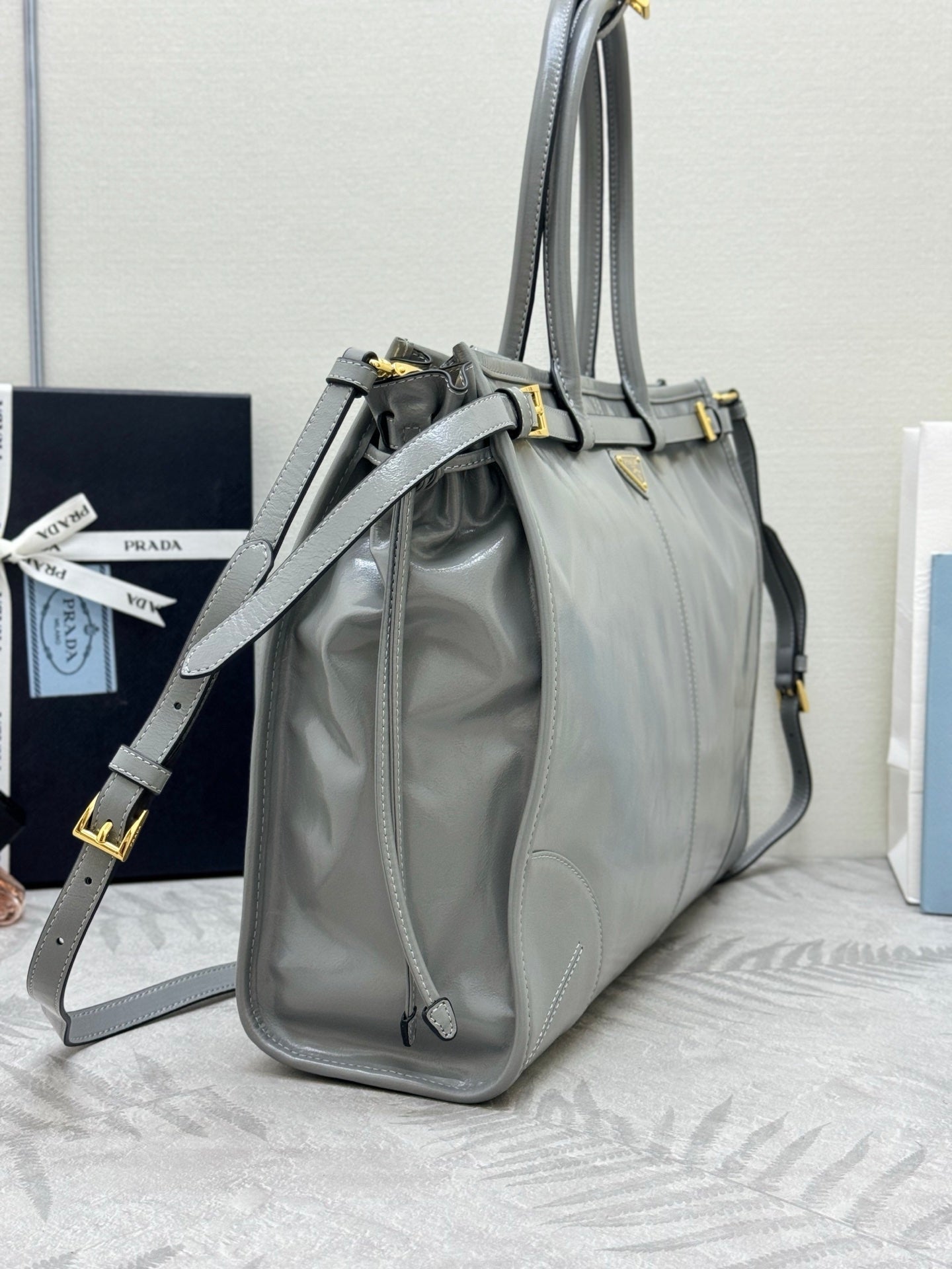 Prada Bonnie Extra-Large 42cm Grey Calfskin