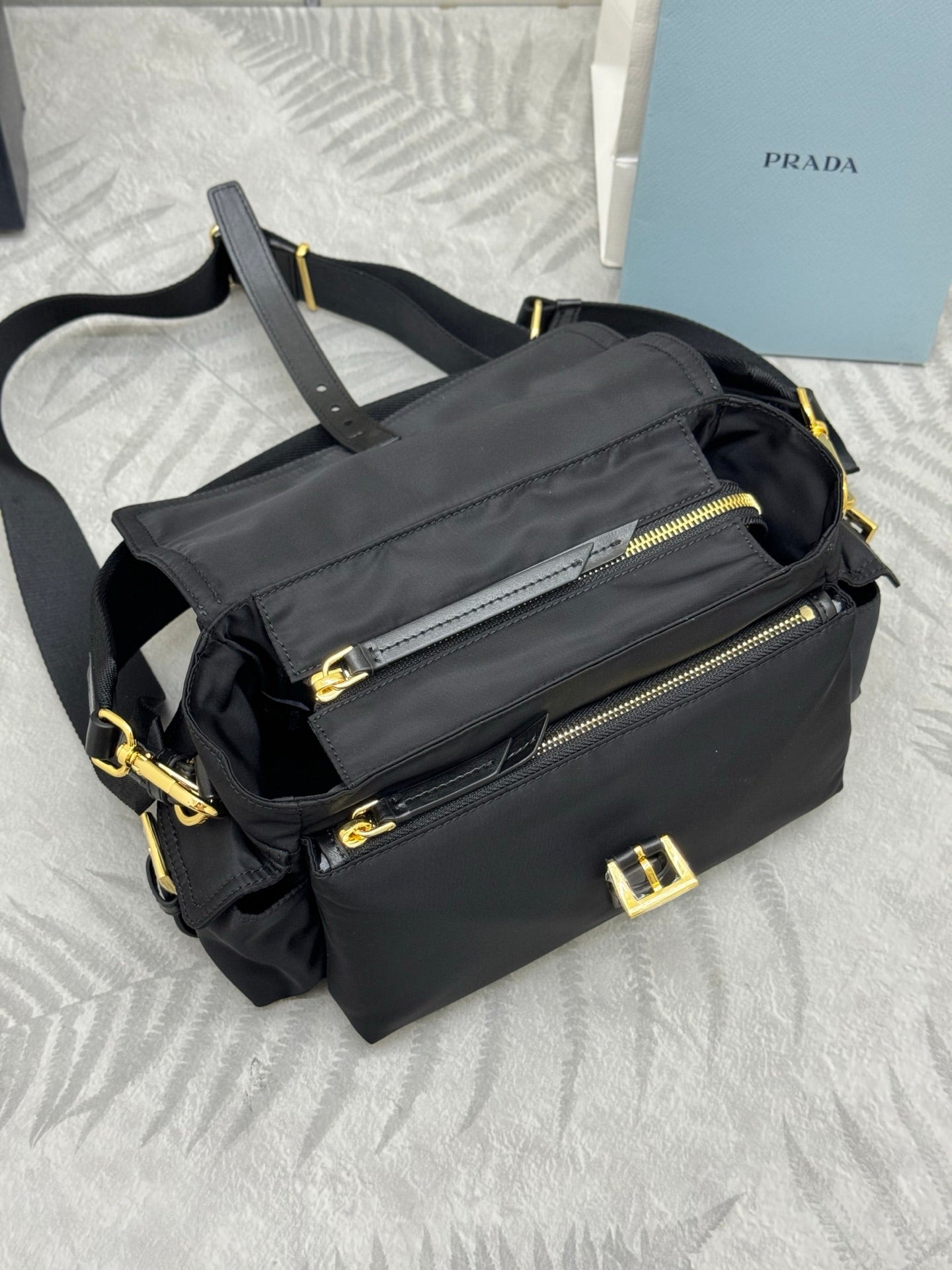 Pra Explore Medium Shoulder Bag With Flap Black Nylon 294024