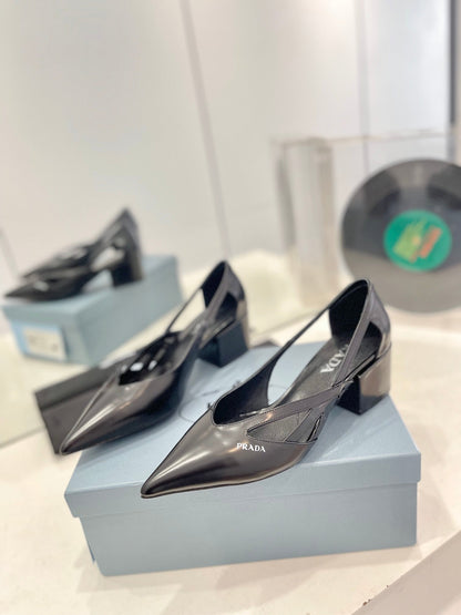 Pra Pumps 50 Square Sole Black Patent Leather
