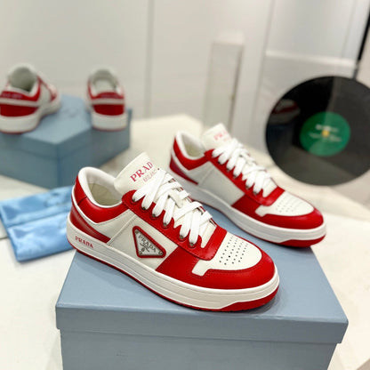 PRA DOWNTOWN NAPPA SNEAKERS WHITE AND RED CALFSKIN