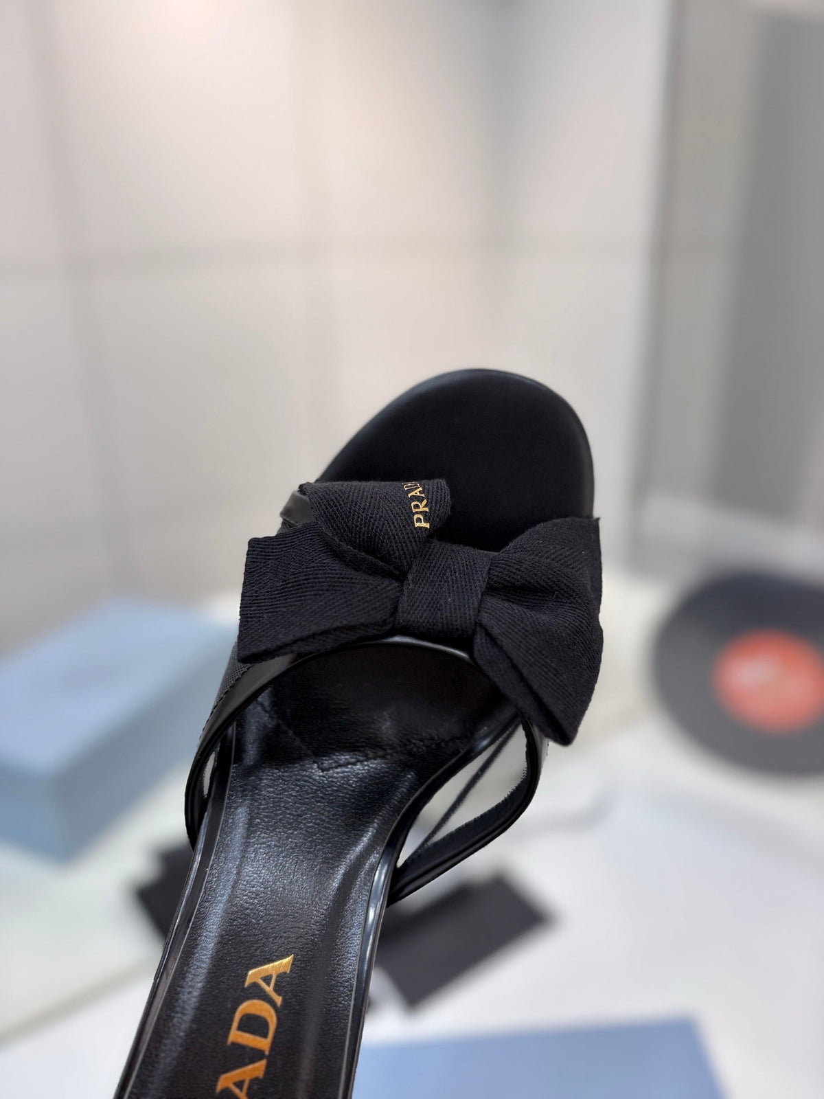 Prada Mesh 7.5cm Black Fabric Mules 834606