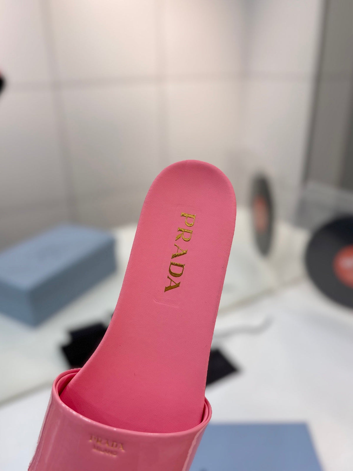 Prada Slides Pink Patent Leather 834594