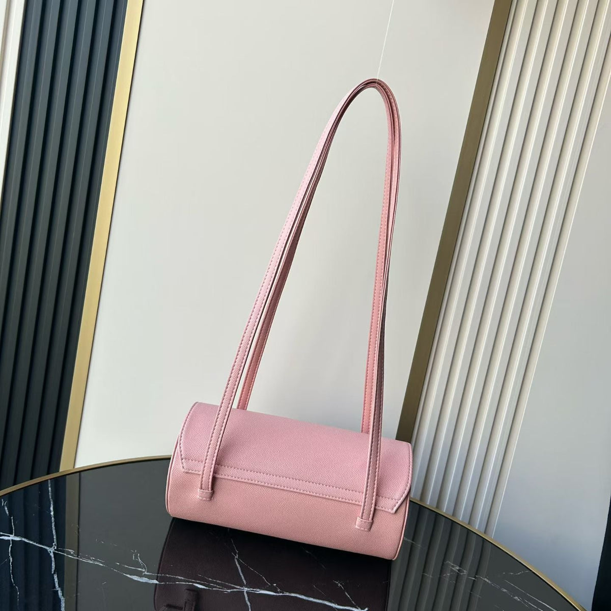 Chanel 2026 Bowling Ball Cylinder Bag 20.5cm Pink Caviar Leather 345494