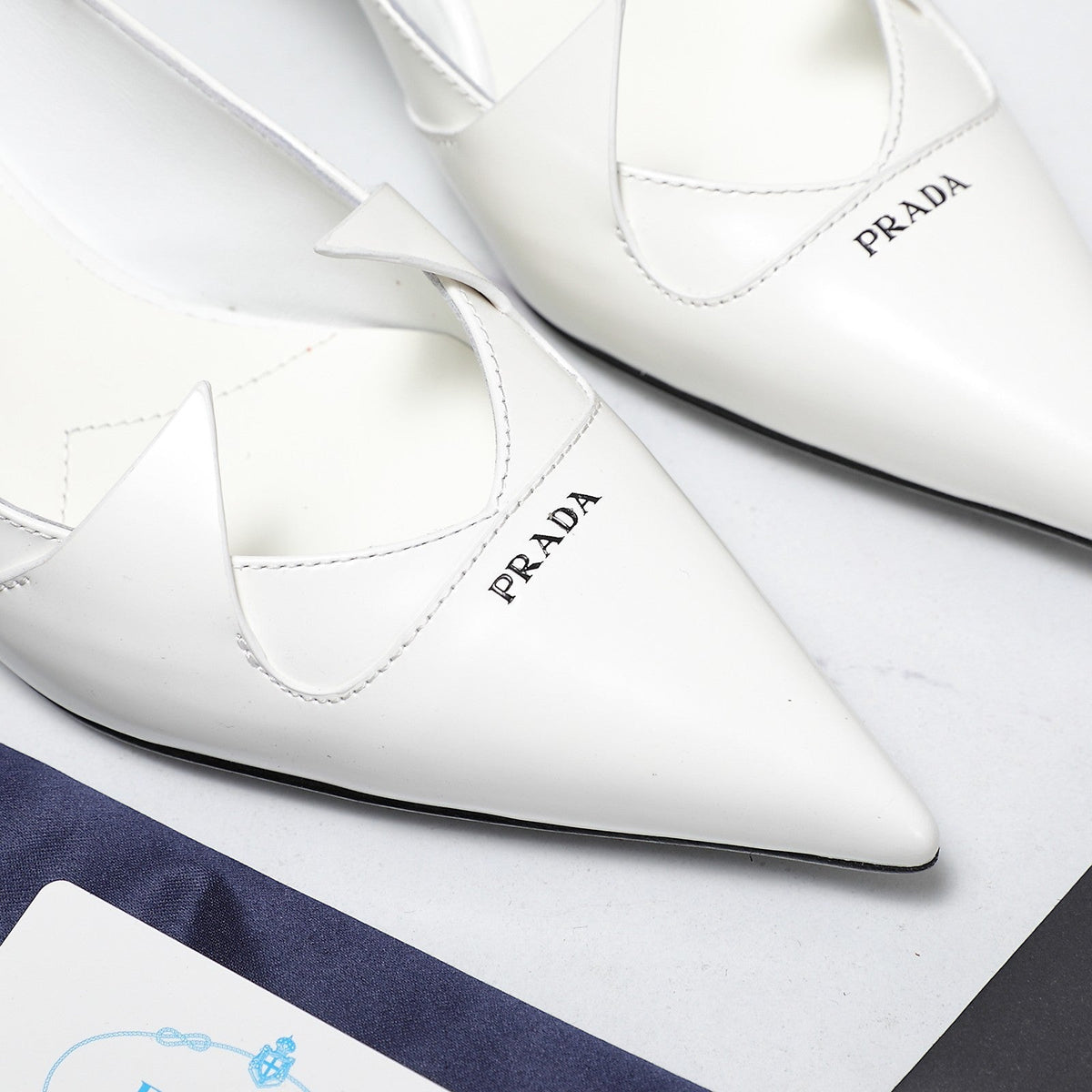 Prada Two-Tone Brushed Pumps 55mm White Cowhide 456262