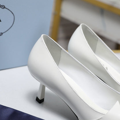 Prada Two-Tone Brushed Pumps 55mm White Cowhide 456262