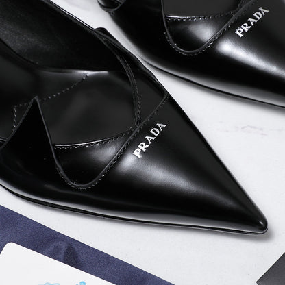 Prada Two-Tone Brushed Pumps 55mm Black Cowhide 456267