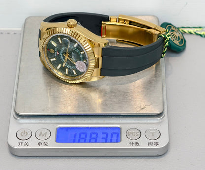 Rolex Sky-Dweller 42mm Gold Case Green Dial