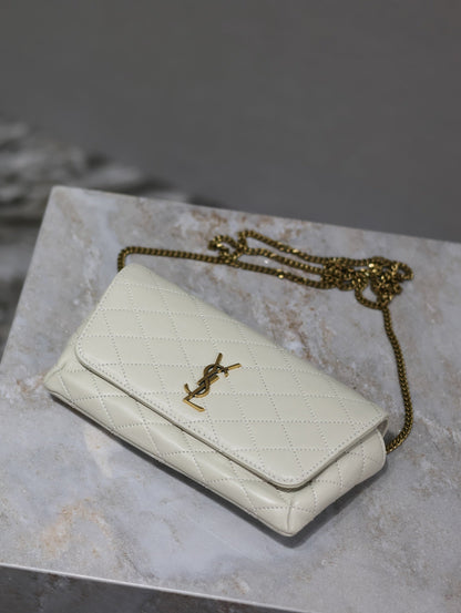 Prada Gaby Phone Bag 19cm White Quilted Leather GHW