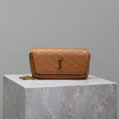 Prada Gaby Phone Bag 19cm Light Brown Quilted Leather GHW