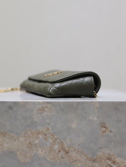Prada Gaby Phone Bag 19cm Olive Green Quilted Leather