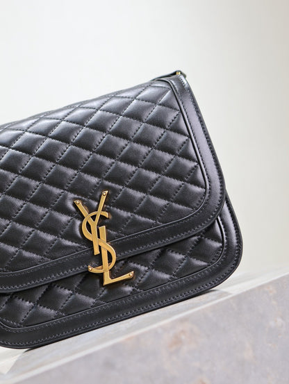YSL Solferino Shoulder Bag Black Quited Lambskin