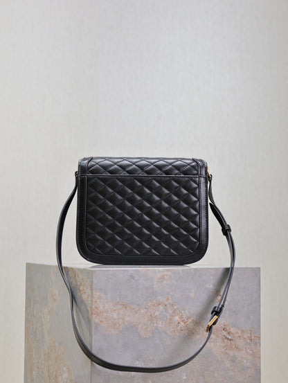 YSL Solferino Shoulder Bag Black Quited Lambskin