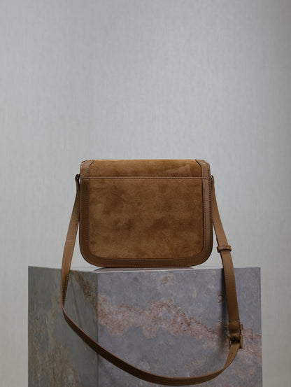 YSL Solferino Shoulder Bag Brown Suede