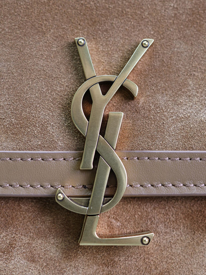 YSL Solferino Shoulder Bag Brown Suede