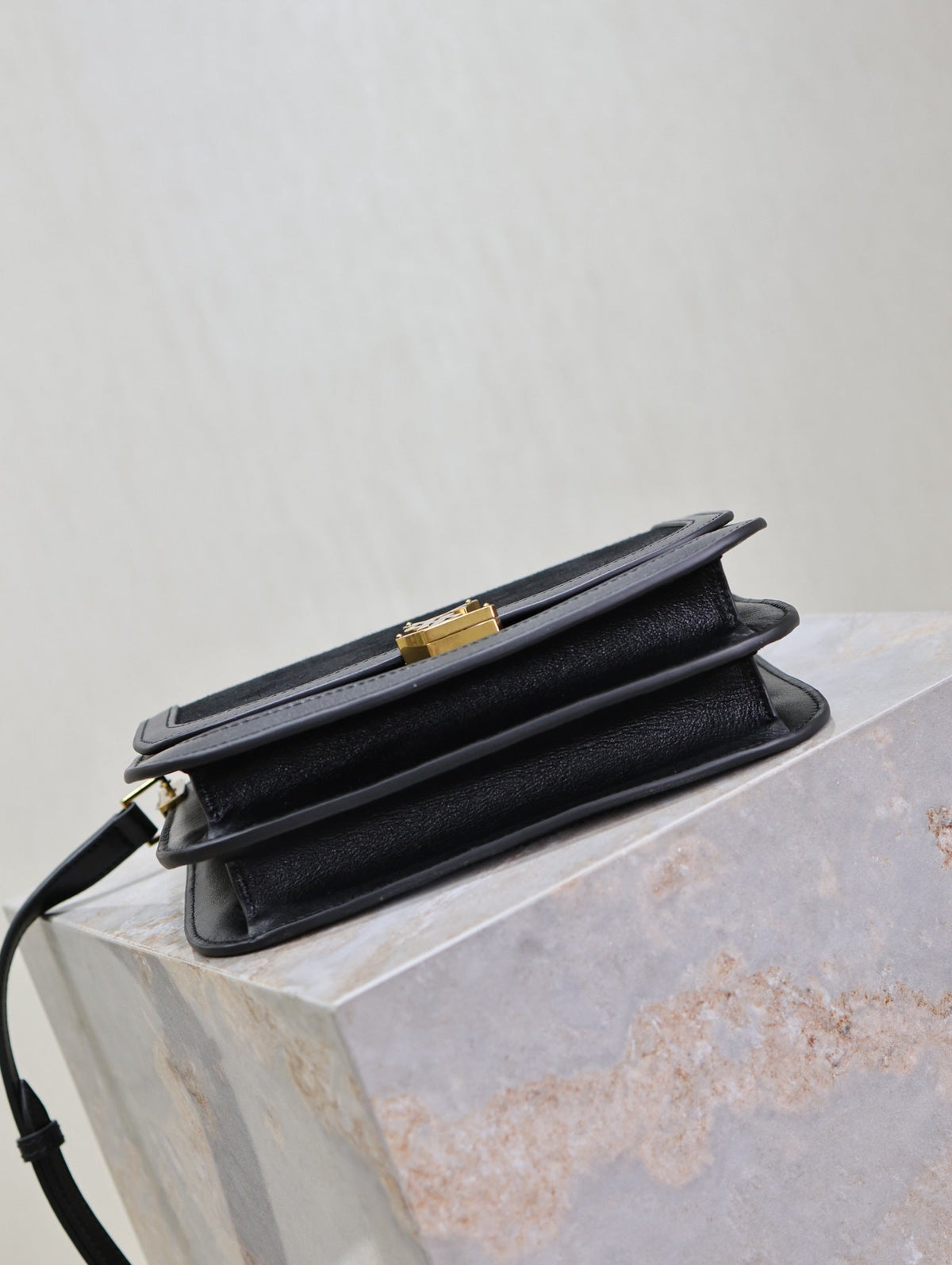 YSL Solferino Shoulder Bag Black Suede Leather