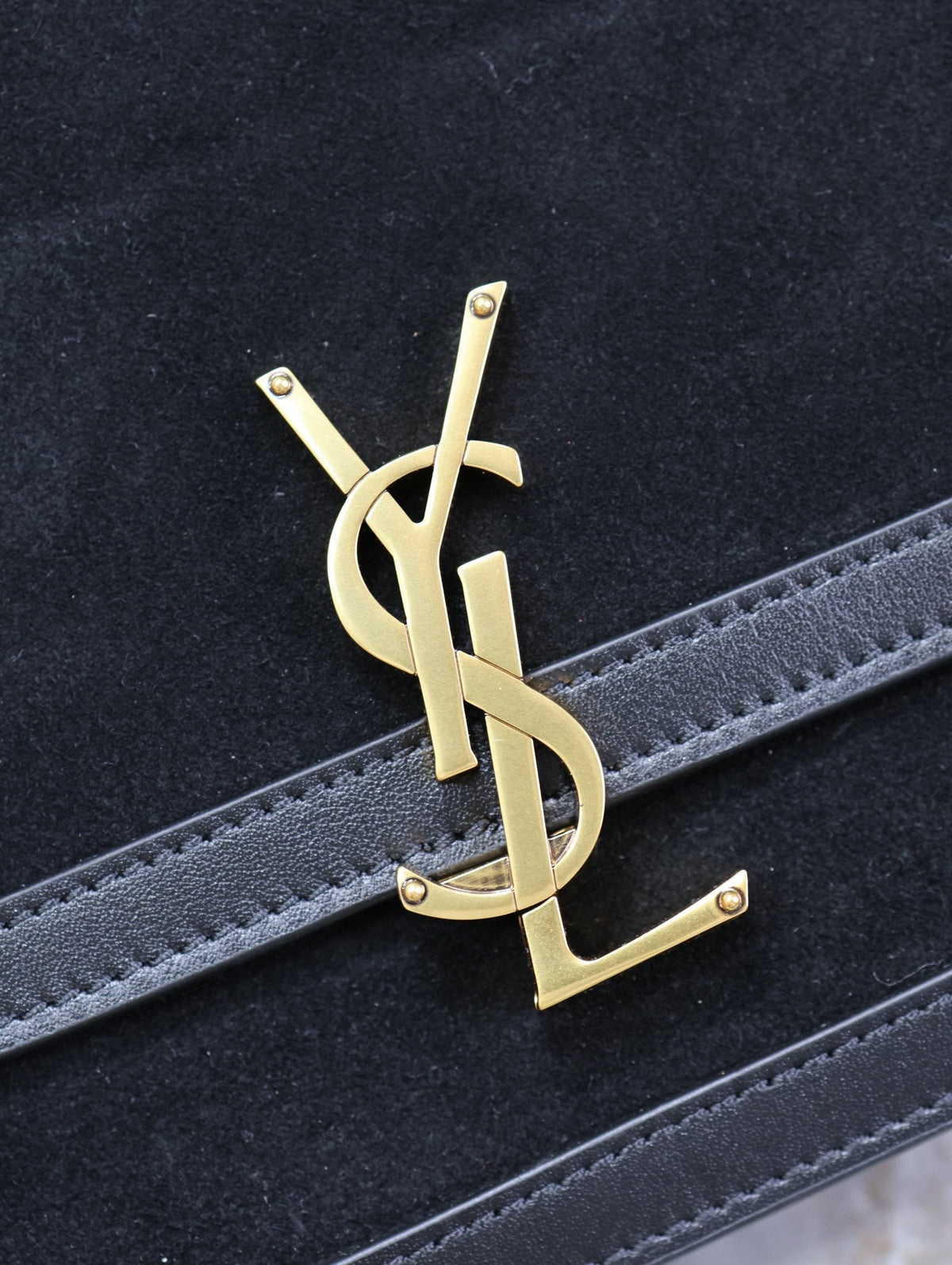 YSL Solferino Shoulder Bag Black Suede Leather