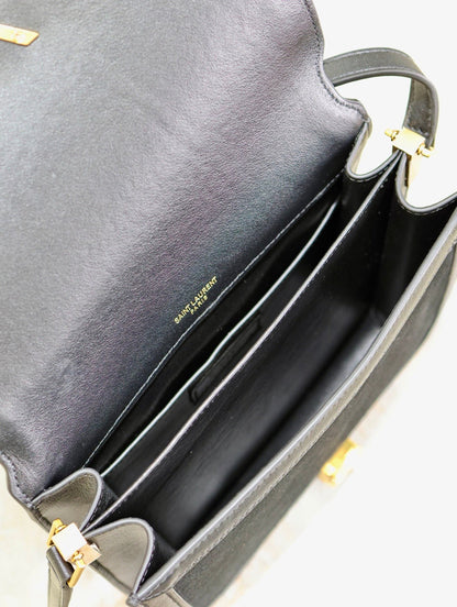 YSL Solferino Shoulder Bag Black Suede Leather