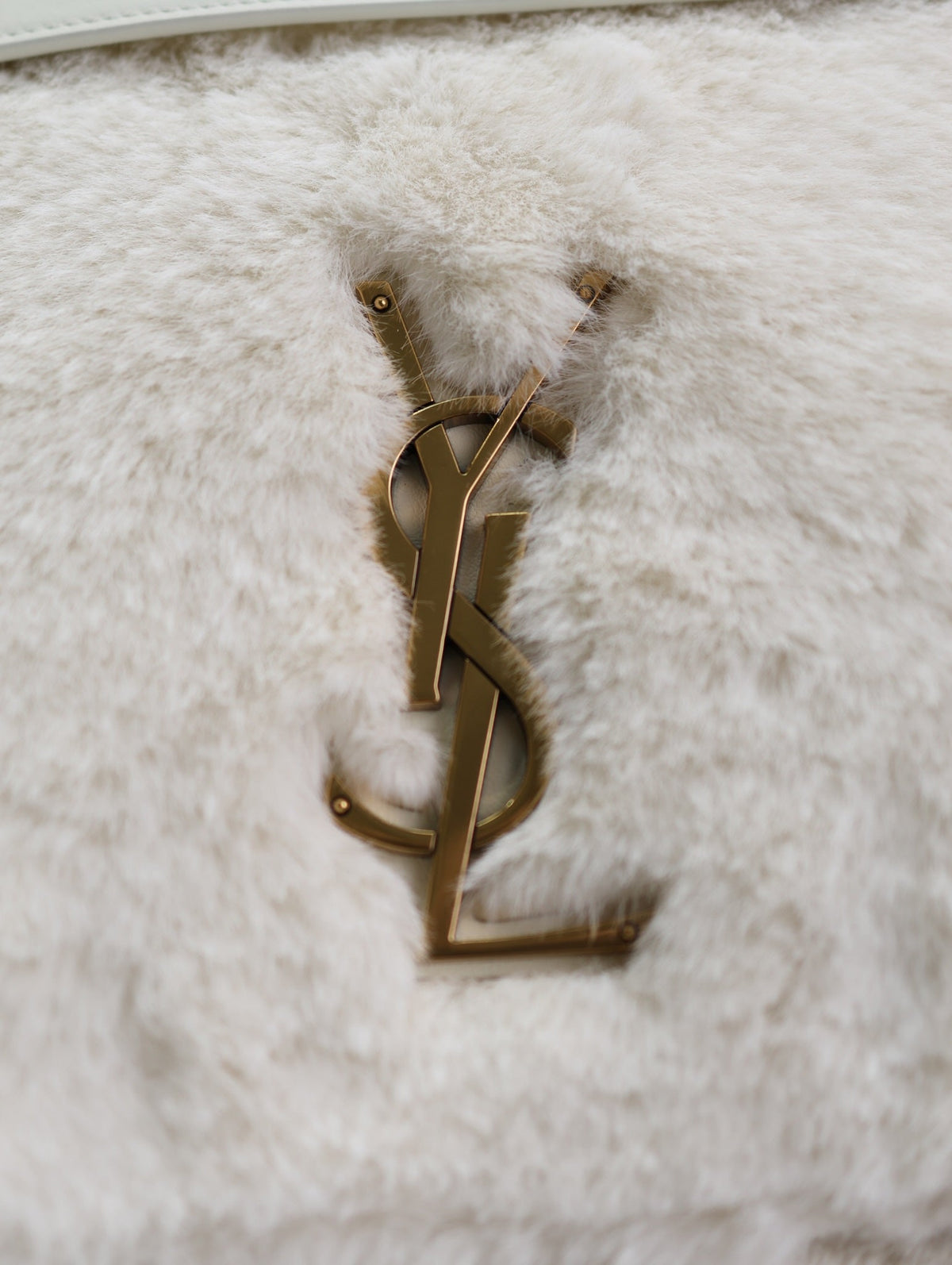 NIKI 47 IN WHITE RABBIT FUR GOLD HARDWARE