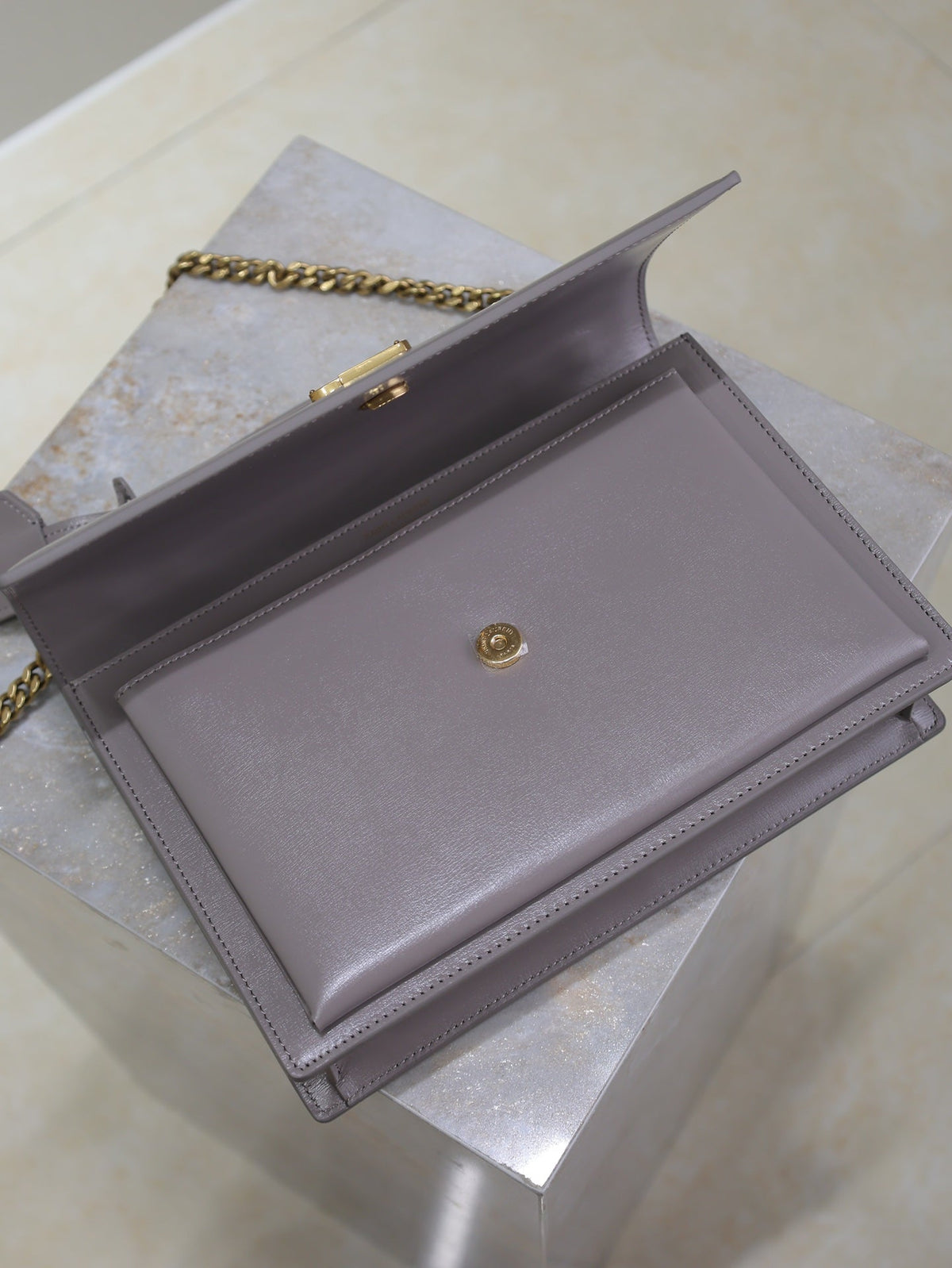 YSL Sunset Handbags 25cm Grey Cowhide