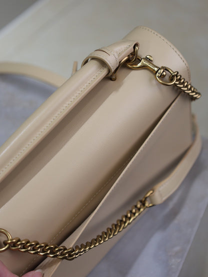 YSL Sunset Handbags 25cm Beige Cowhide