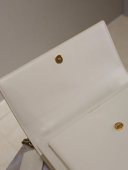 YSL Sunset Handbags 25cm White Cowhide