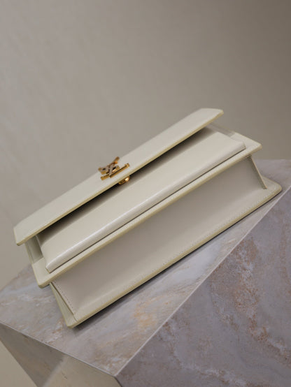YSL Sunset Handbags 25cm White Cowhide